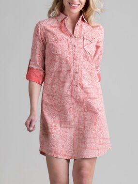 Ryan Michael Bandana Print Western Long Shirt Dress L